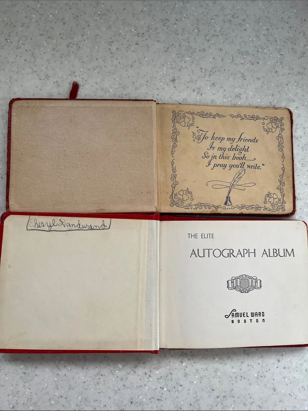 2 Vtg Autograph Books Ephemera 1930s & 1950s Old Handwriting Poems Etc